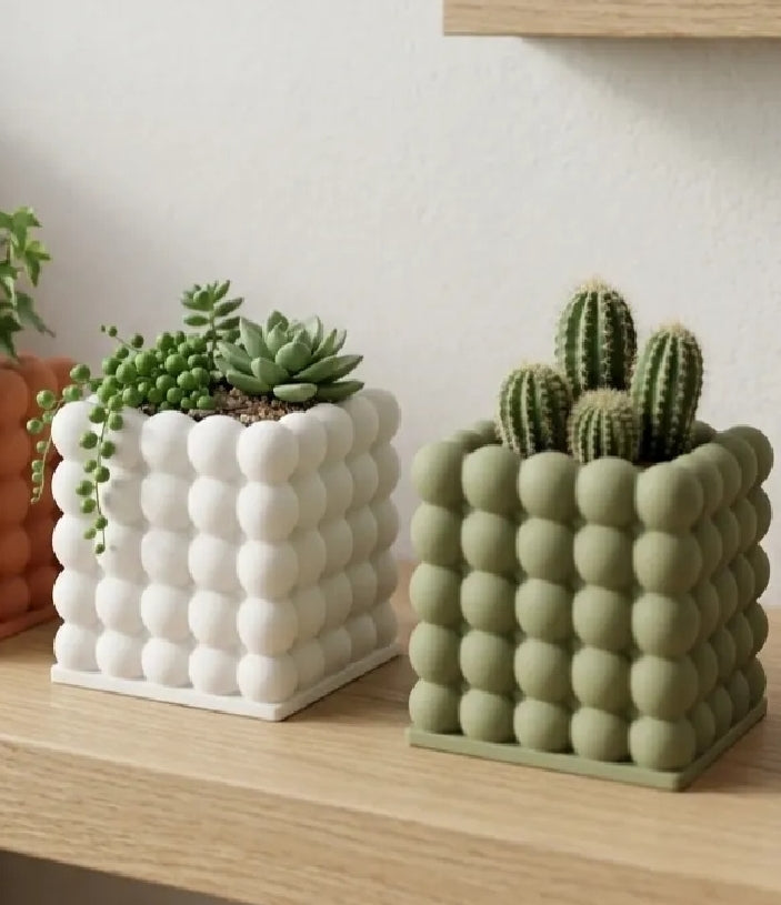 Bubble cube planter – modern minimal pot